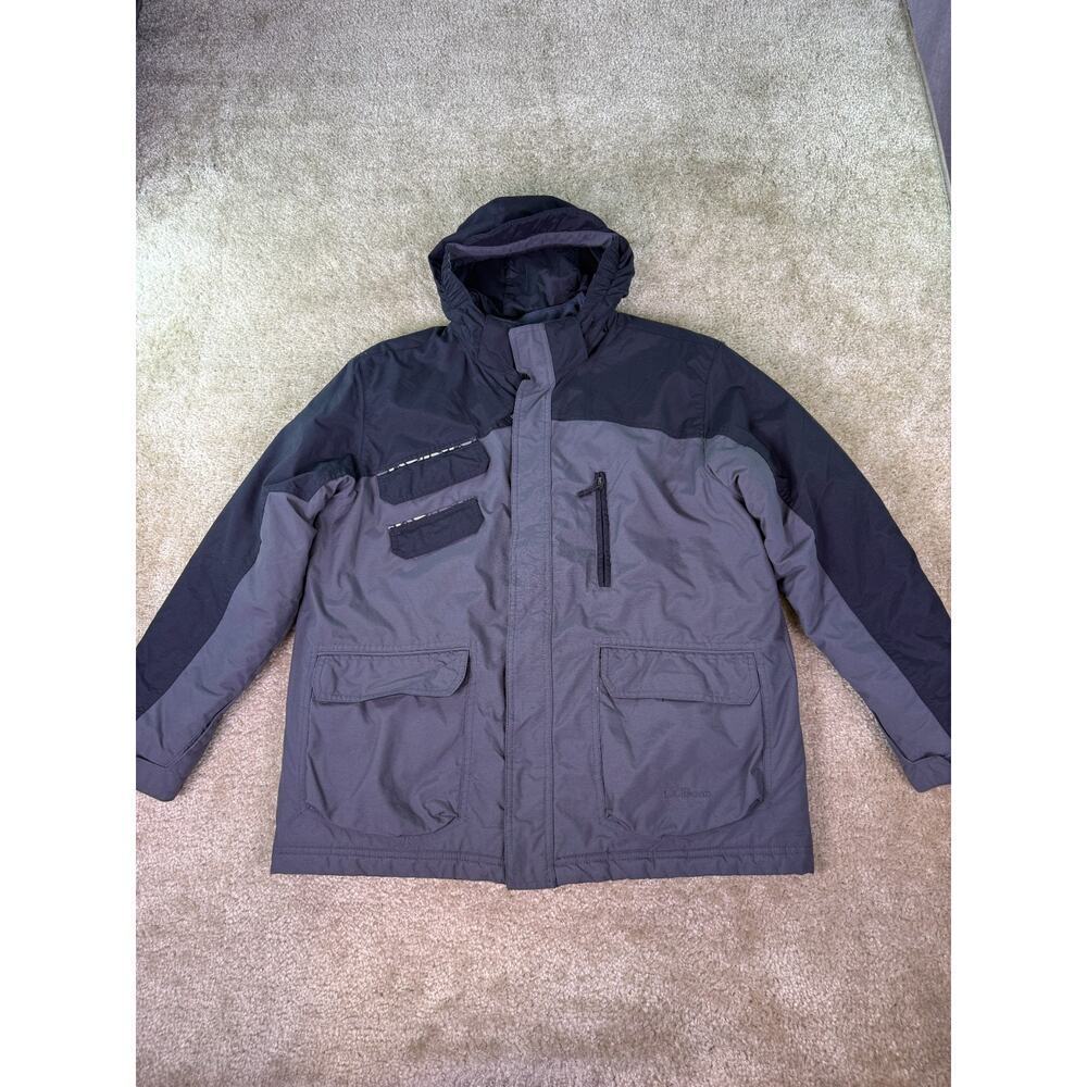 LL Bean Jacket Mens XL Black Gray Full Zip Coat Outdoors Gorpcore Rain Camping